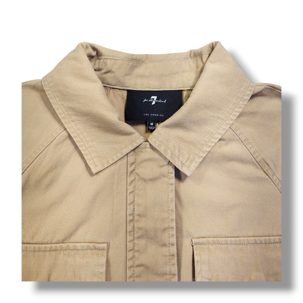 7 For All Mankind Military Utility Full Zip Snap Buttons Brown Jacket Women's M - Picture 9 of 16